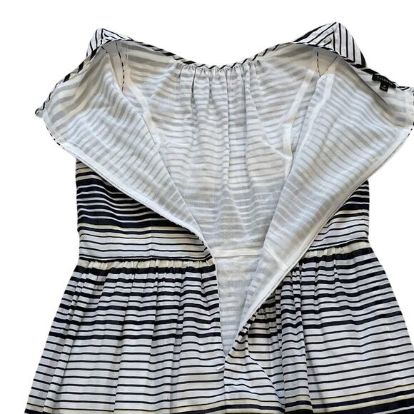 Talbots Cotton Navy, White, Yellow Stripe Sleeveless Full Dress, Size 10 - Picture 6 of 12